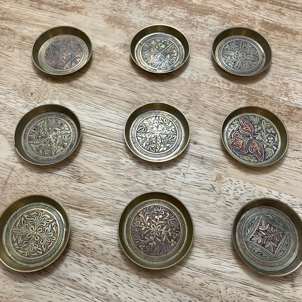 Intricate Brass Coasters Set